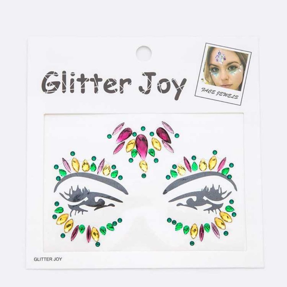 Mardi Gras Face Jewels Crystal Bling Rose Gold Sticker